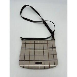 Fossil Gray Plaid Fiona Crossbody Bag Womens‎ Window Pane Print Purse Handbag